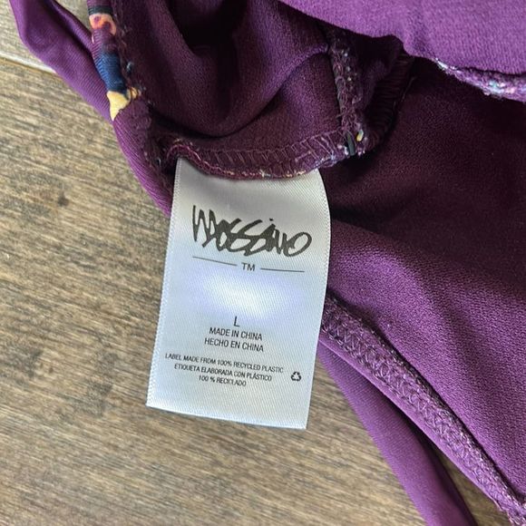 Mossimo Tribal Burgundy One Piece Swimsuit Lace Up Back Size Large - Picture 3 of 5